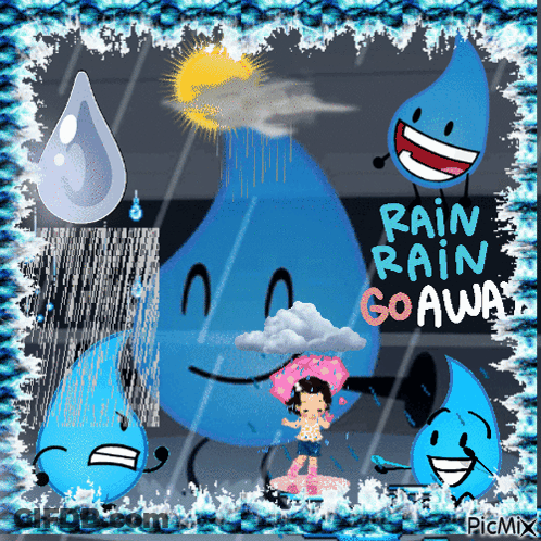 Girl Holding Umbrella Saying Rain Rain Go Away GIF