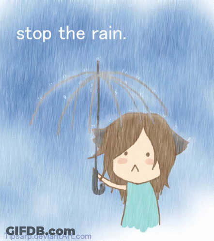 Girl Holding Umbrella Saying Stop The Rain GIF