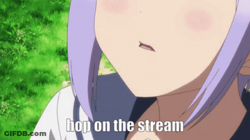 Girl Hop On The Stream GIF