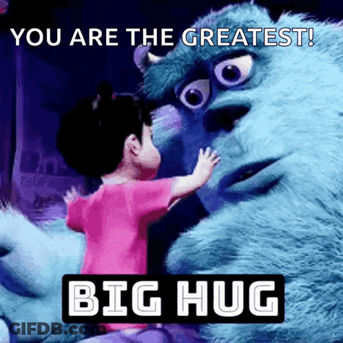 Girl Hugging Monster From Monsters Inc GIF
