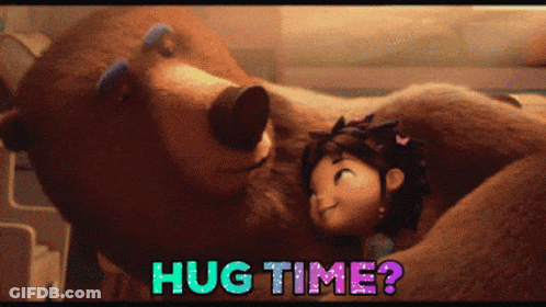 Girl Hugging Teddy Bear Hug Time GIF