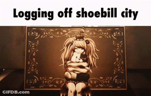 Girl Hugging Teddy Bear Logging Off Shoebill City GIF