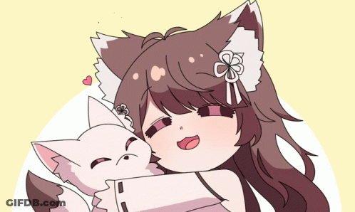 Girl Hugging White Cat GIF