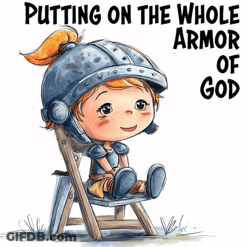 Girl In Armor Putting On Whole Armor Of God GIF