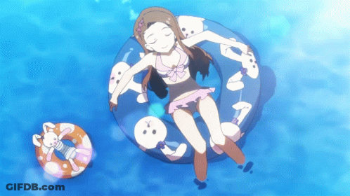 Girl In Bikini Floating On Float GIF