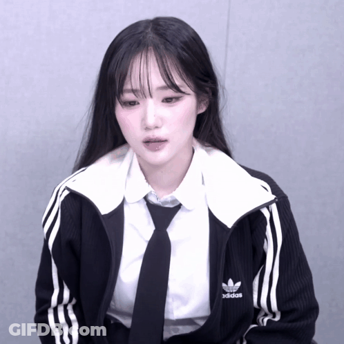 Girl In Black Adidas Jacket With White Stripes GIF