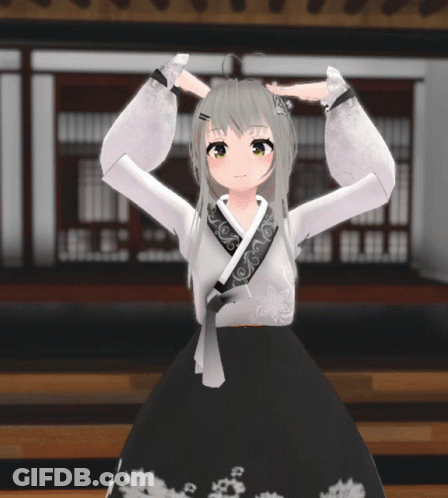 Girl In Black And White Dress Hands Up GIF