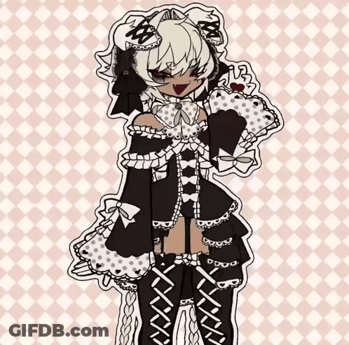 Girl In Black And White Dress Holding Heart Shaped Pillow GIF