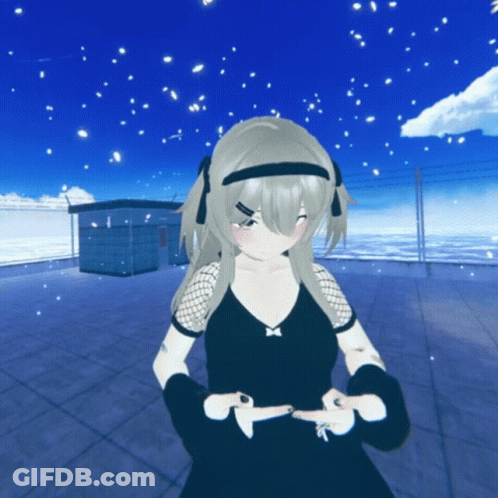 Girl In Black Dress Pointing At Herself Video Game GIF