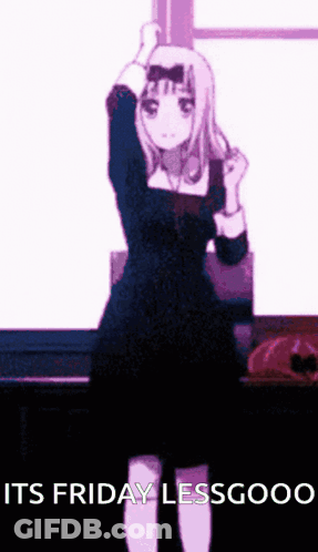 Girl In Black Dress Saying Its Friday Lessgood GIF