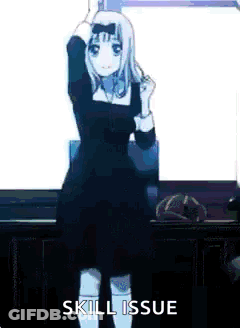 Girl In Black Dress Saying Skill Issue GIF
