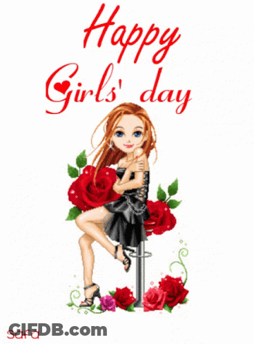 Girl In Black Dress Sitting On Bar Stool GIF