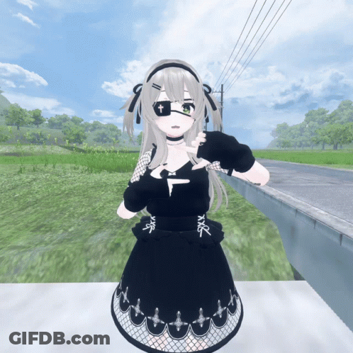 Girl In Black Dress With Cross On Eye GIF