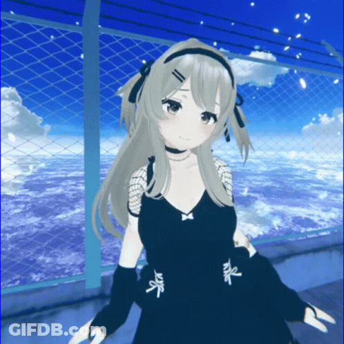 Girl In Black Dress With K On Sleeve GIF