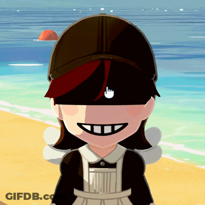 Girl In Black Hat Pointing Up GIF