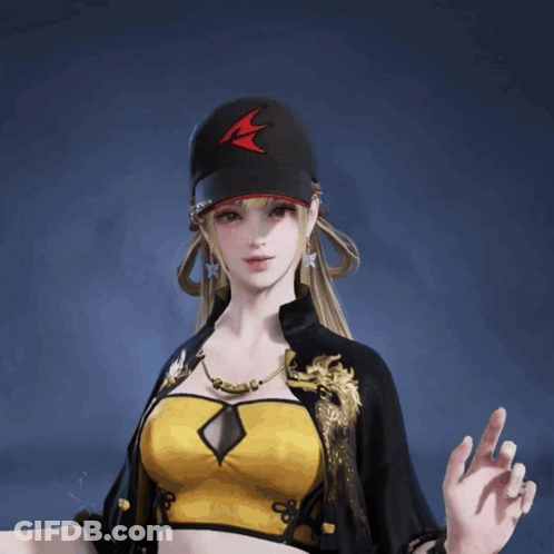 Girl In Black Hat With Red Letter E GIF