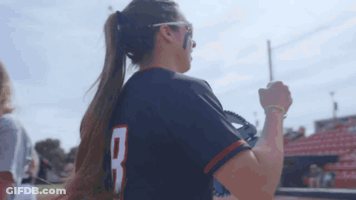 Girl In Black Jersey With Number 8 GIF