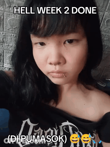 Girl In Black Shirt Saying Hell Week 2 Done GIF