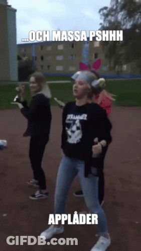 Girl In Black Shirt With Applader GIF