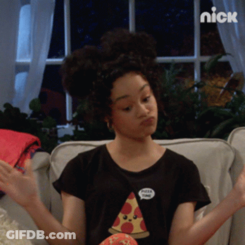 Girl In Black Shirt With Pizza GIF