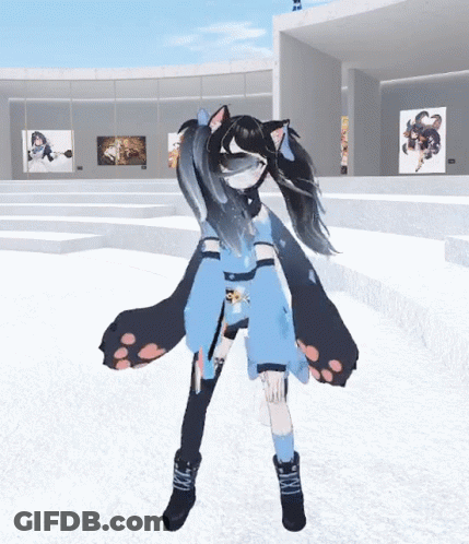 Girl In Blue And Black Outfit GIF
