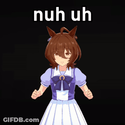 Girl In Blue And White Dress Saying Nuh Uh GIF