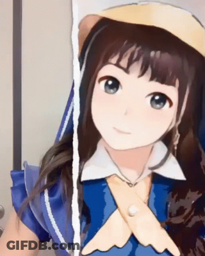 Girl In Blue And Yellow Outfit With Hat GIF