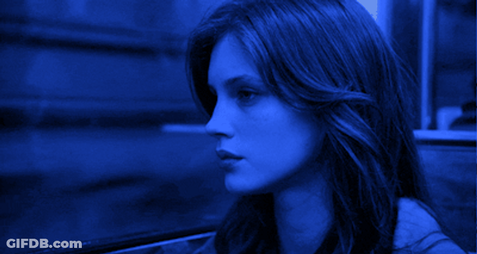 Girl In Blue Bus Scenery GIF