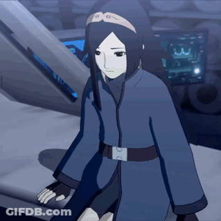 Girl In Blue Coat In Front Of Monitor Number 3 GIF