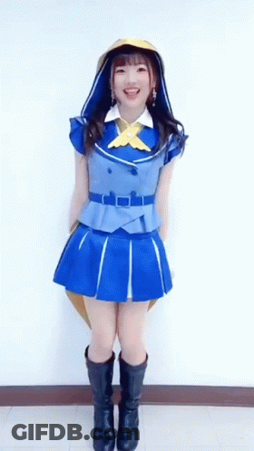 Girl In Blue Dress And Black Boots GIF
