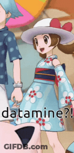 Girl In Blue Dress And White Hat Beside Man In Polka Dot Shirt Saying Datamine GIF