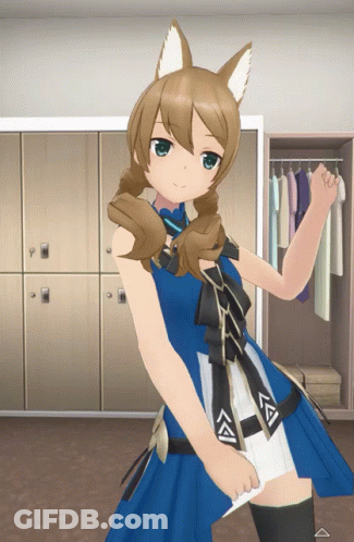 Girl In Blue Dress Dancing In Locker Room GIF