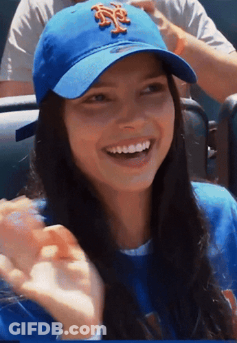 Girl In Blue Hat With NY Logo GIF