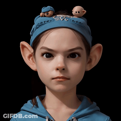 Girl In Blue Headband With Letter S Looking At Camera GIF