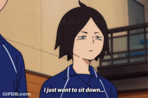 Girl In Blue Shirt Says I Just Want To Sit Down GIF