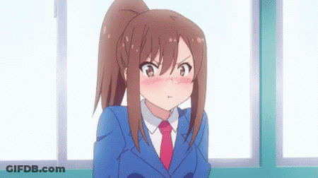 Girl In Blue Suit Looking Out Window GIF