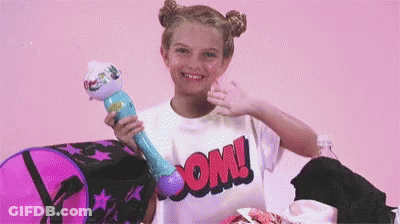 Girl In Boom Shirt Holding Microphone GIF