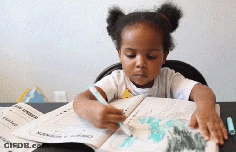 Girl In Bun Hair Coloring Book GIF