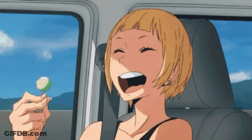 Girl In Car Holding Lollipop GIF
