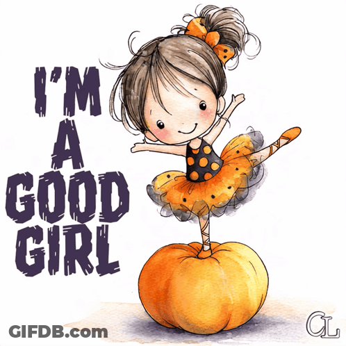 Girl In Cat Costume Holding Candy Bucket Saying Good Girl GIF
