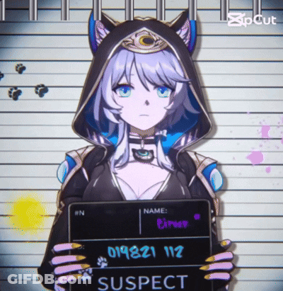 Girl In Cat Costume Holding Suspect Sign GIF