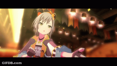 Girl In Cat Costume Standing Before Crowd GIF