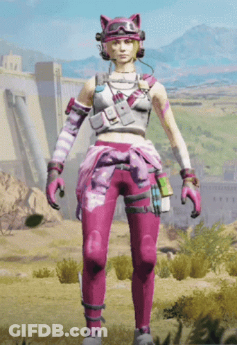 Girl In Cat Costume Standing In Desert GIF