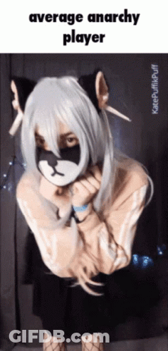 Girl In Cat Costume With Average Anarchy Player GIF