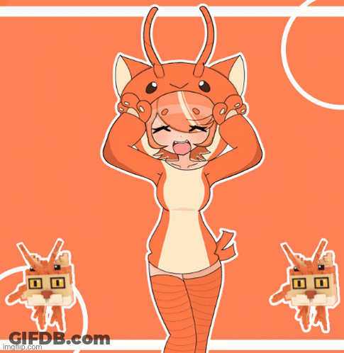 Girl In Cat Costume With Cat Sticker Behind GIF