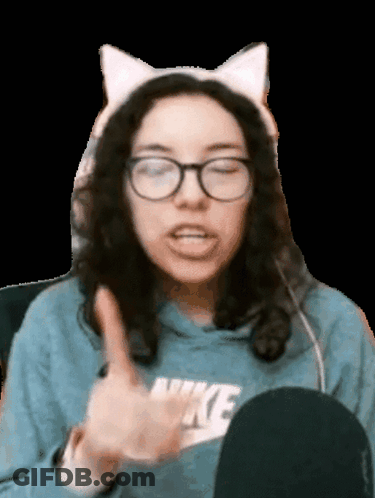 Girl In Cat Ear Headband And Glasses Thumbs Up GIF