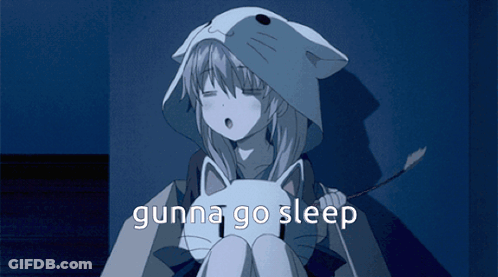 Girl In Cat Hood Holding Stuffed Animal Saying Gunna Go Sleep GIF