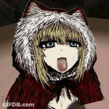 Girl In Cat Hood With Tongue Out GIF