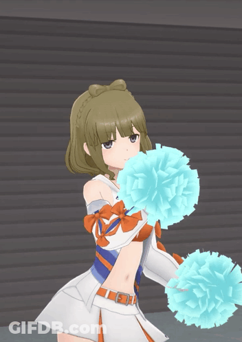 Girl In Cheerleader Outfit Holding Pom Poms GIF