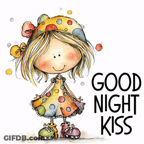 Girl In Colorful Dress Saying Good Night Kiss GIF